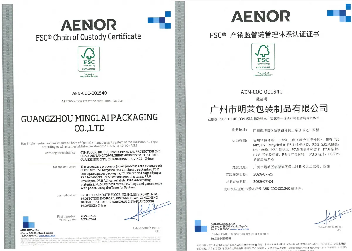 FSC Certificate Guangzhou Minglai Packaging FSC Certificate Guangzhou Minglai Packaging